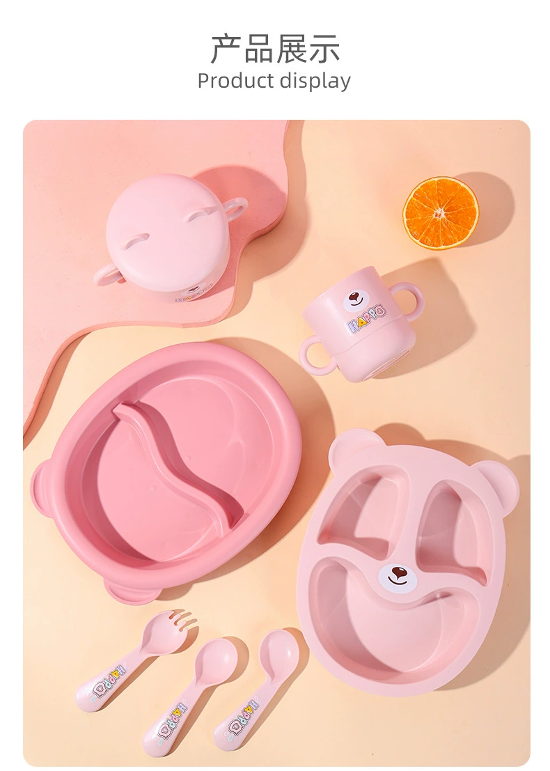 S42-XJ-8330 Bamboo fiber children's Plate Set tableware, Kindergarten Bear Plate set, baby plate detail image 16