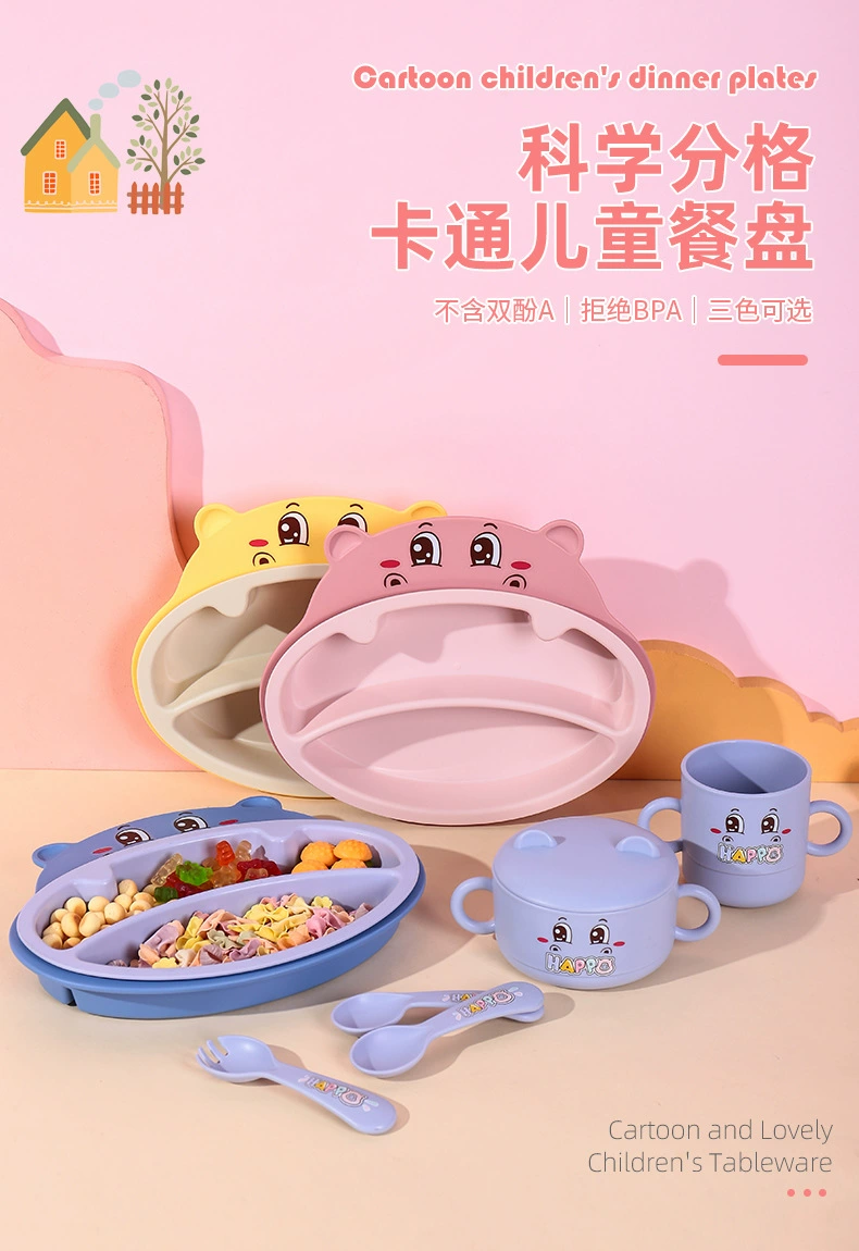 S42-XJ-8330 Bamboo fiber children's Plate Set tableware, Kindergarten Bear Plate set, baby plate detail image 4