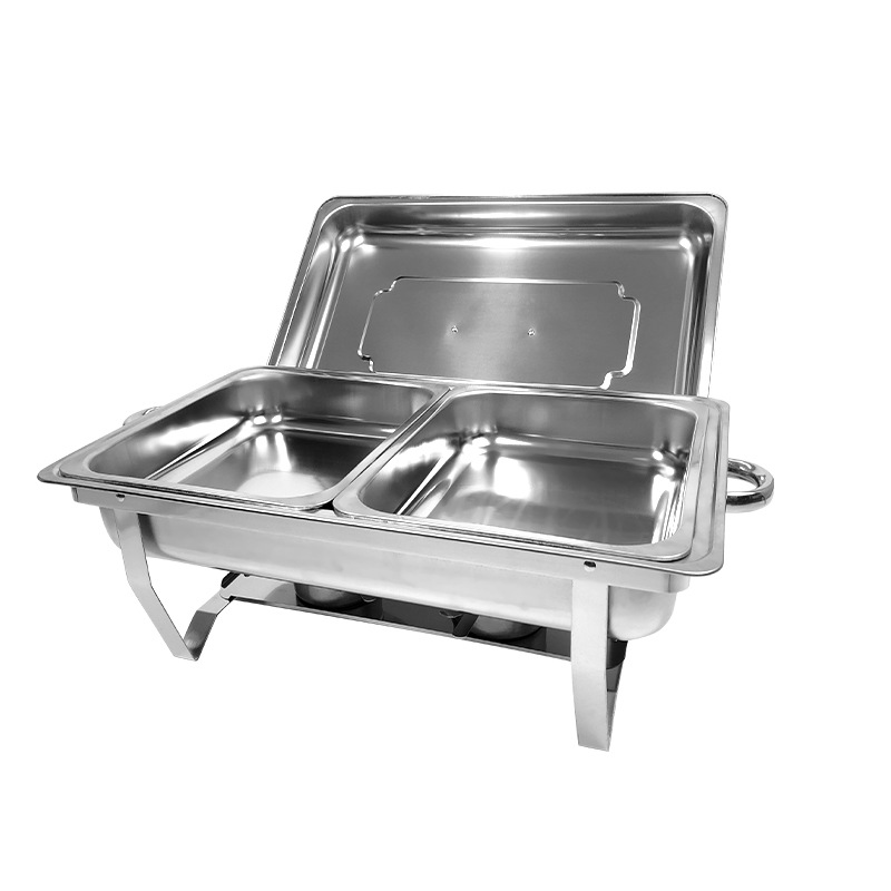 DF99114 Straight Angle steel cover dining stove, flip cover stainless steel buffet stove, solid fuel alcohol stove, food heating Buffy stove, hotel dining stove, DF Trading House Item Picture