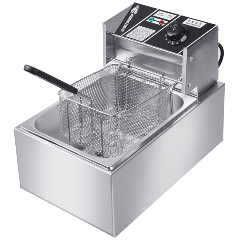 DF68075 Gas single cylinder single screen fryer Electric fryer Commercial deep fryer Double cylinder fryer Stainless steel fried chicken legs chicken wings fries Multi-functional DF Trading House