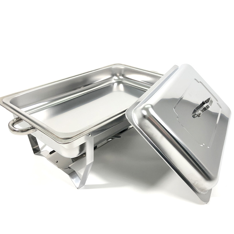 DF99114 Straight Angle steel cover dining stove, flip cover stainless steel buffet stove, solid fuel alcohol stove, food heating Buffy stove, hotel dining stove, DF Trading House