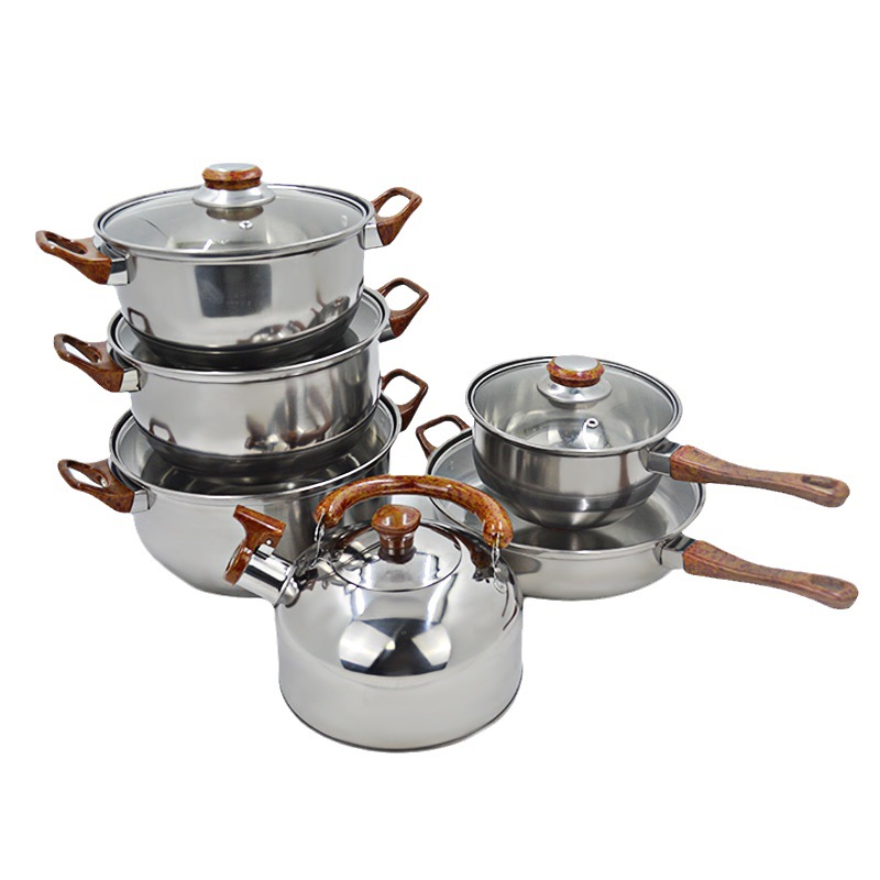 DF99732 Pot and Kettle set Stainless steel six-piece pot set Kitchen Cooking gas induction cooker Suitable for gift pot set DF Trading House full figure