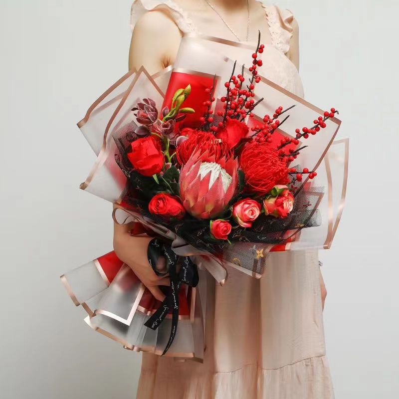 Hansu Paper Space Mother's Day Border Chinese Valentine's Day Hot Foil Paper Flower Packaging Norsa Paper Flower Gift Box Gift Flower Shop Package Flower Paper Item Picture