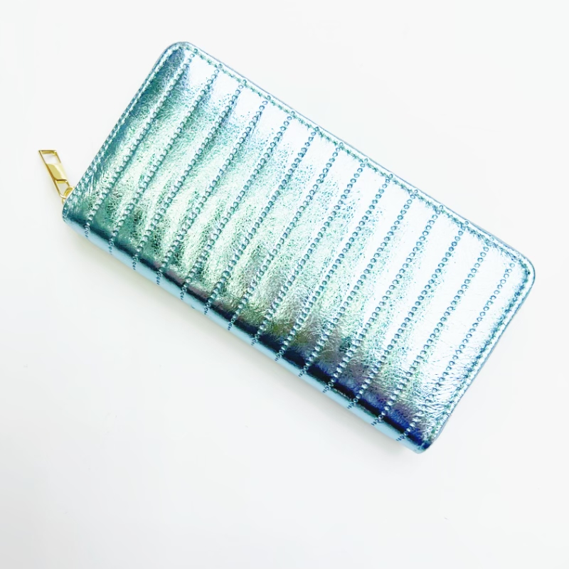 New ultrasonic iridesy embossed wallet from Yiwu factory, high-quality, popular European and American mobile phone case, large-capacity card case, gift promotion, sample customization, cross-border exclusive supply, factory direct sales, OEM private label processing, market store long wallet Specification image