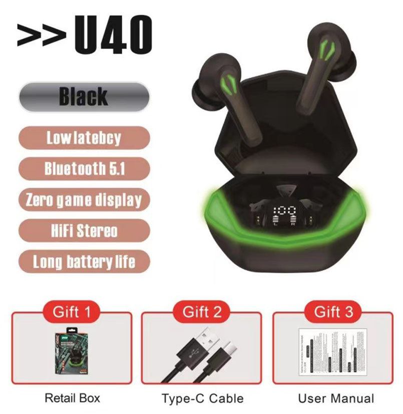 【 Bluetooth Headset U40】 Gaming Bluetooth Headset details Picture