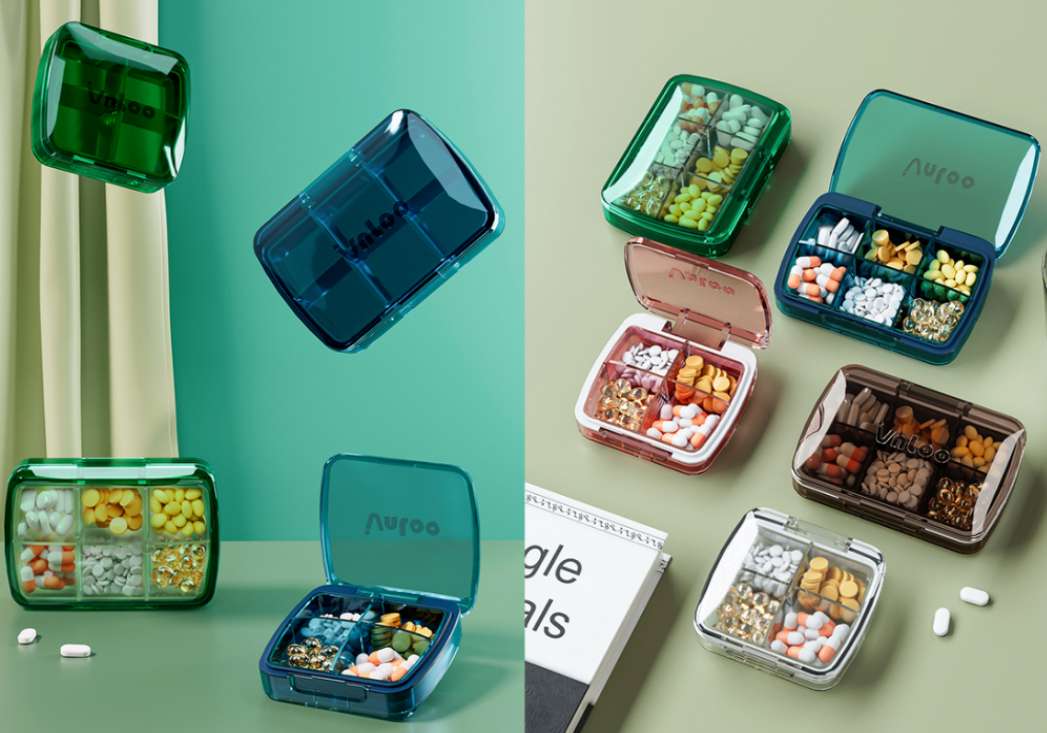 X51-8303-2 Portable medicine box, large mini portable large-capacity medicine box, tablet dispensing box Item Picture