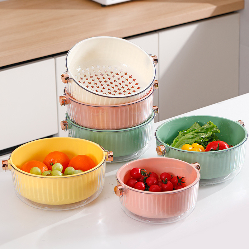 圆形果蔬篮家用蔬菜厨房洗菜篮果蔬沥水筐果蔬食物收纳篮详情图4