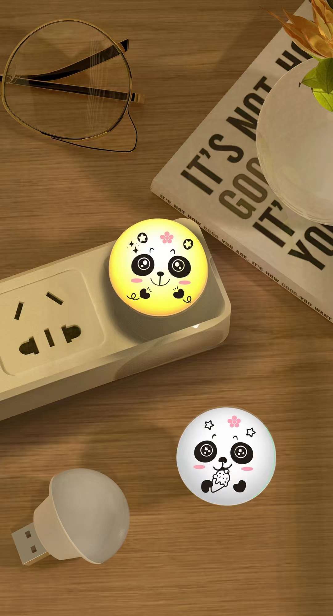 Panda cambio de color luz de voz voz inteligente pequeña luz nocturna USB luz Y4 detail image 13