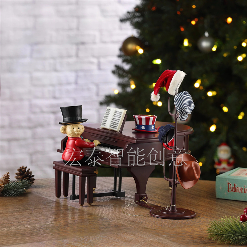 美国圣诞先生Mrchristmas木质小熊弹钢琴音乐盒送女友情人礼物详情1