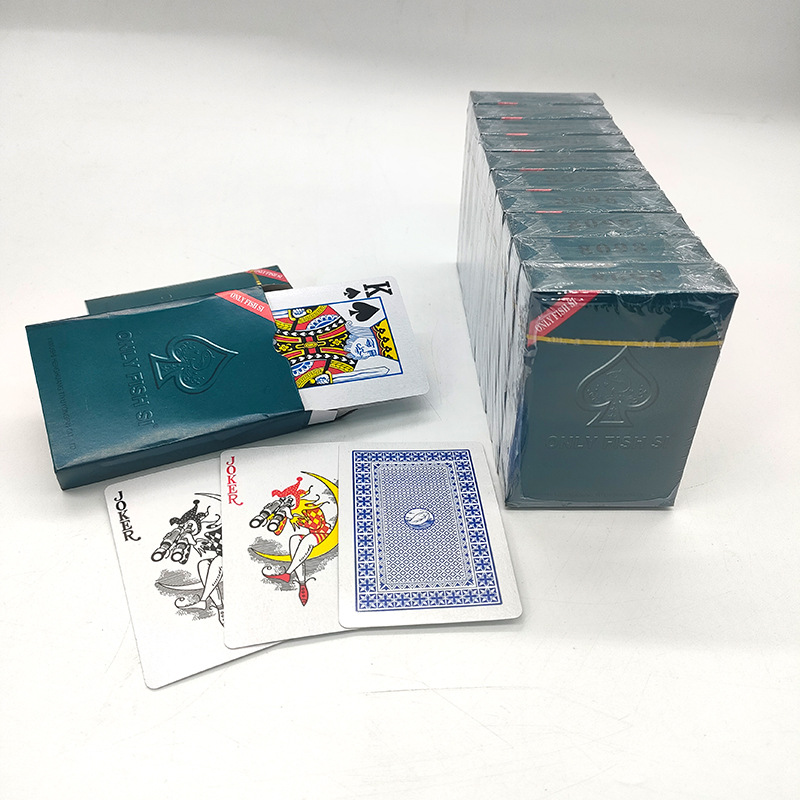 Poker wholesale ONLY FISH SI paper poker manufacturers cross-border foreign trade direct 280G double star paper poker leisure entertainment figure can be customized logo Specification drawing