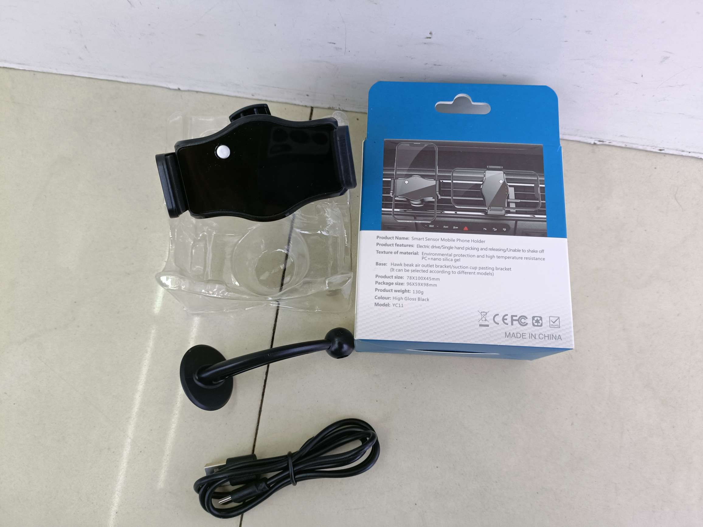 YC11电动车载手机支架 粘贴式+出风口支架 两用手机支架详情图5