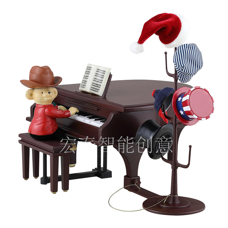 美国圣诞先生Mrchristmas木质小熊弹钢琴音乐盒送女友情人礼物详情8