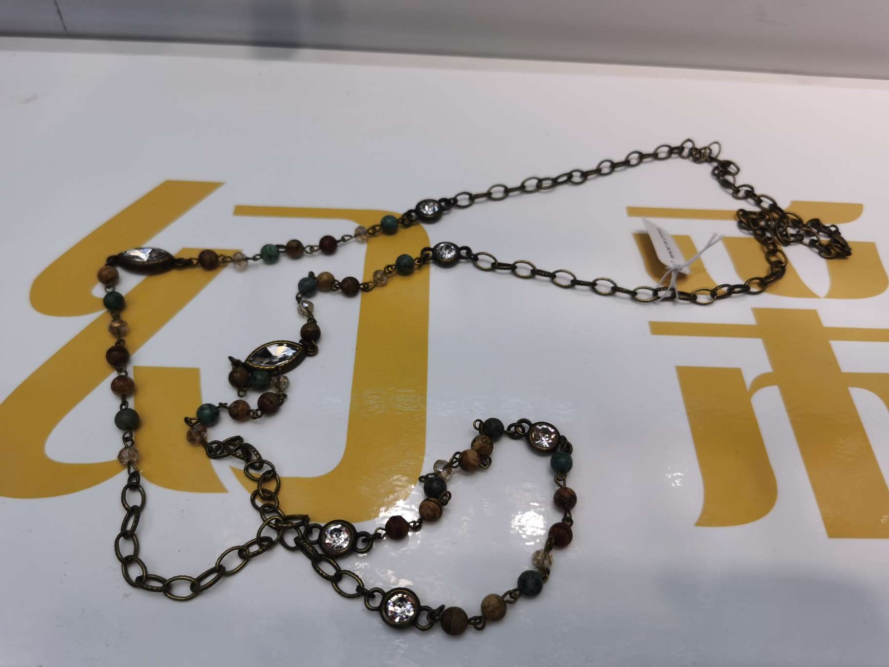 欧美版天然石吊坠，复古毛衣链，天然石吊坠