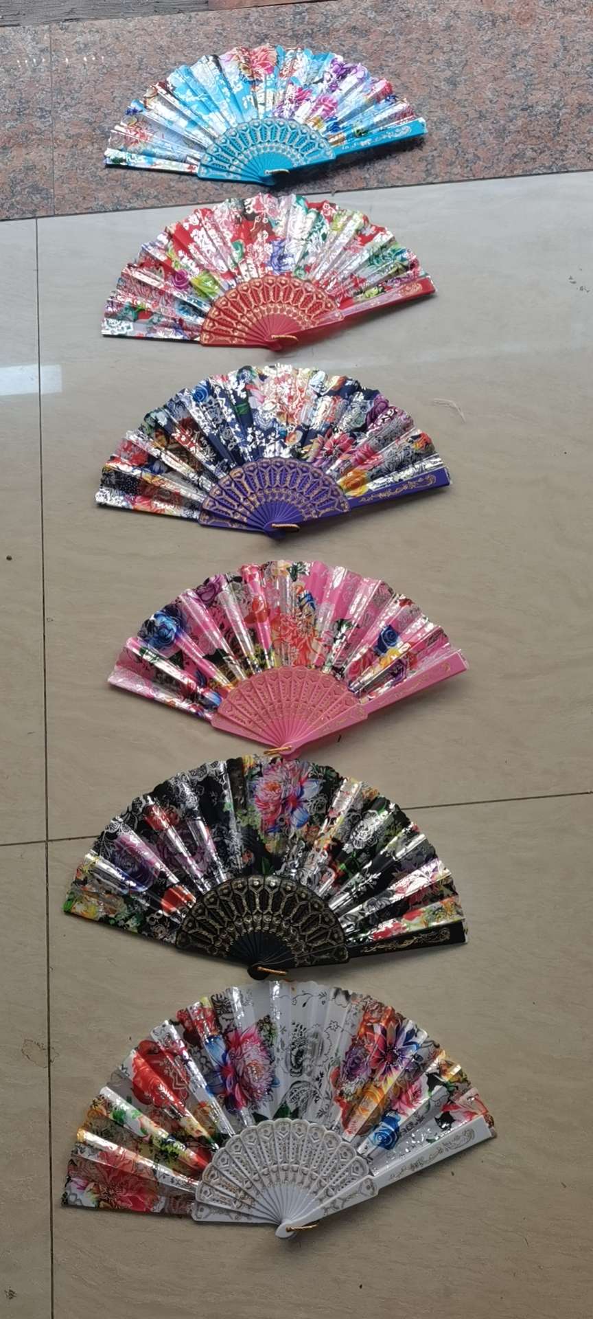 Barra de color de seda impresa en plata baile fan