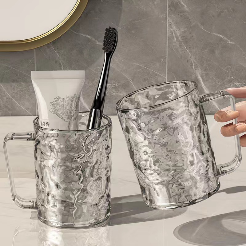 T38-W0130 Light Luxury transparent glacier wave wash cup, Brushing cup, mouthwash cup, transparent toothbrush holder cup details Picture