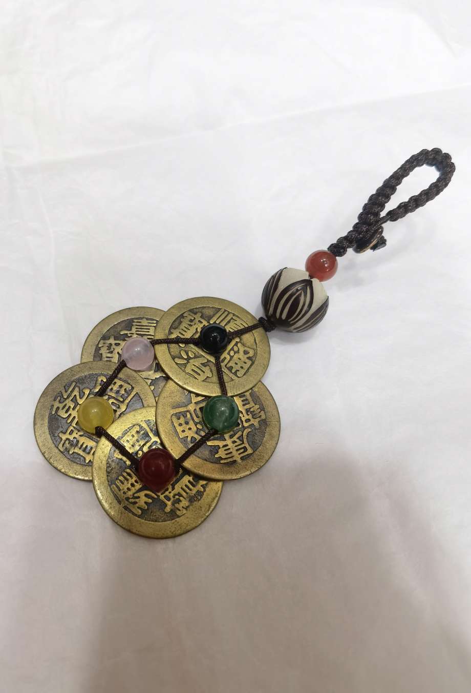 Five Emperors' coin copper keychain bag pendant detail image 1