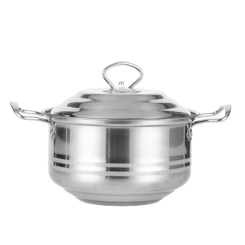 DF99125 Tower type four-piece set of foreign trade stainless steel sleeve pot steel ear pot with stainless steel cover Household pot soup pot cooking porridge cooking noodles pot DF Trading House