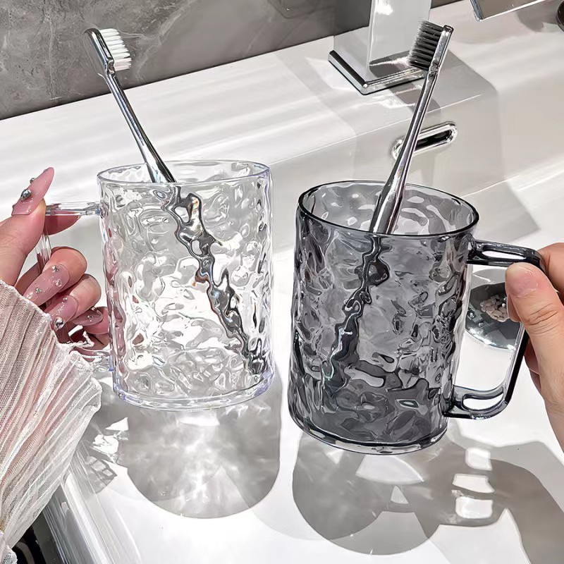 T38-W0130 Light Luxury transparent glacier wave wash cup, Brushing cup, mouthwash cup, transparent toothbrush holder cup