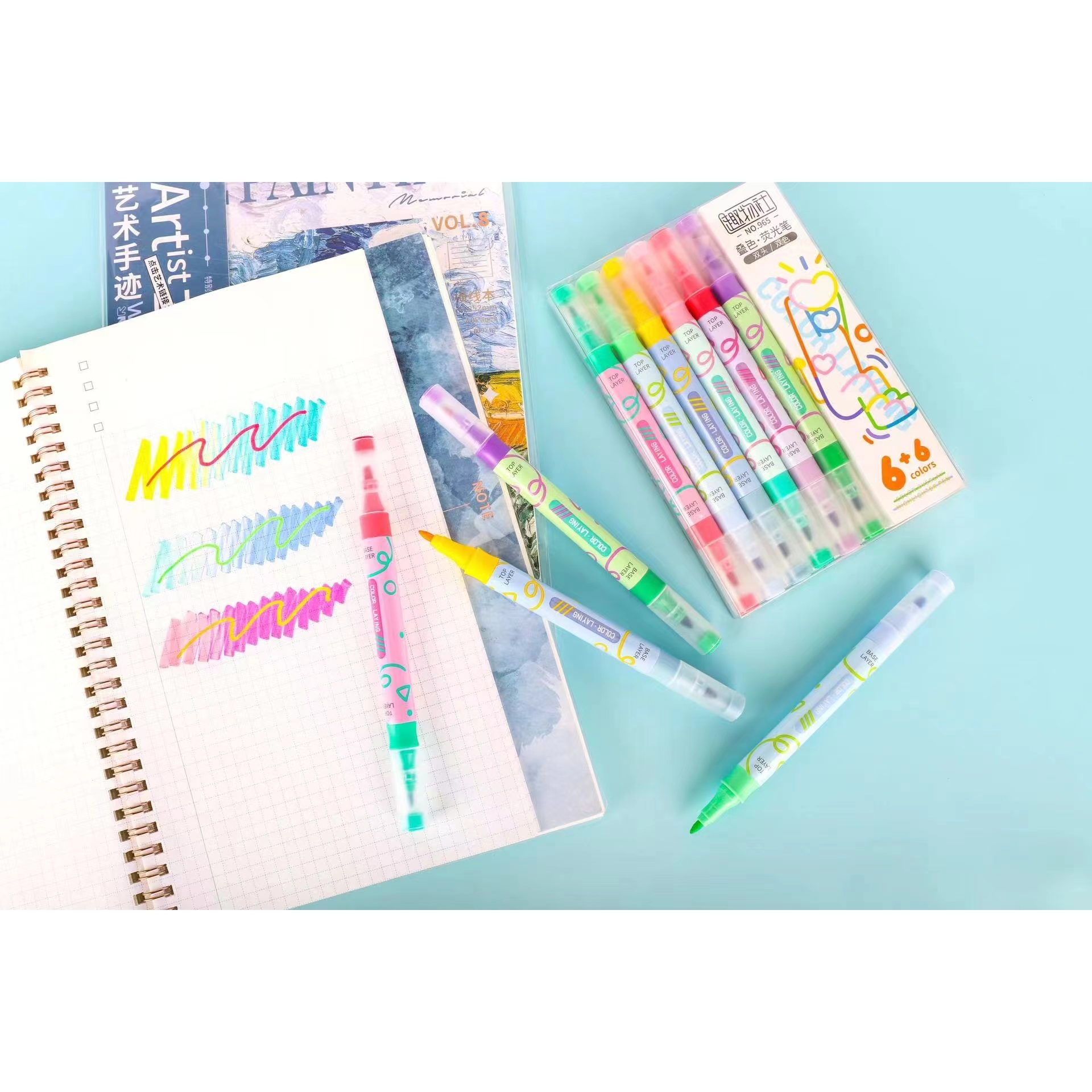 Double Head Double Color Large Capacity Student Note-Taking Notebook Marker Item Picture