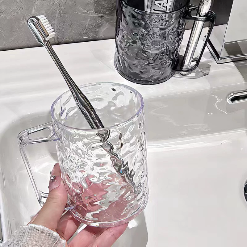 T38-W0130 Light Luxury transparent glacier wave wash cup, Brushing cup, mouthwash cup, transparent toothbrush holder cup detail image 3