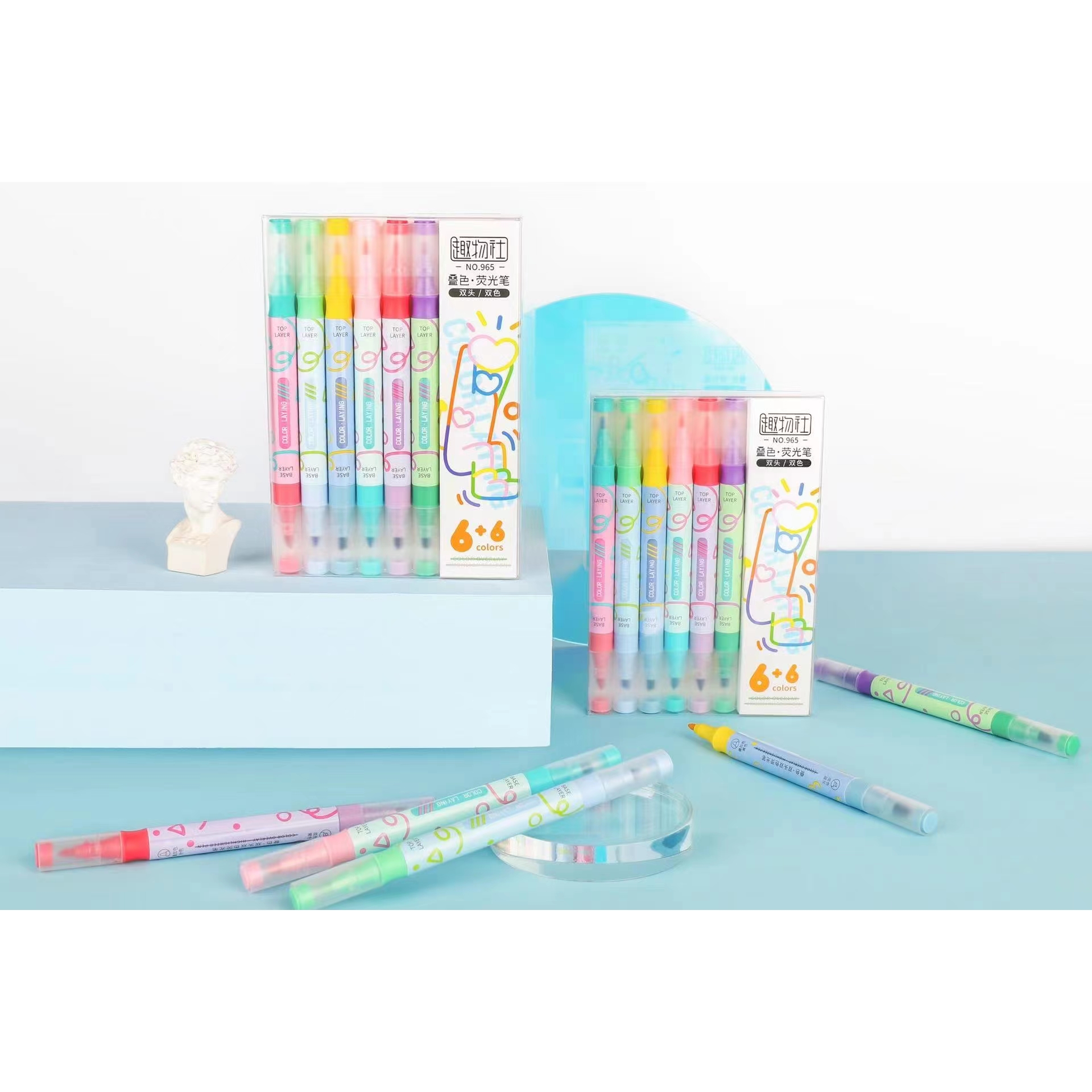 Double Head Double Color Large Capacity Student Note-Taking Notebook Marker details Picture