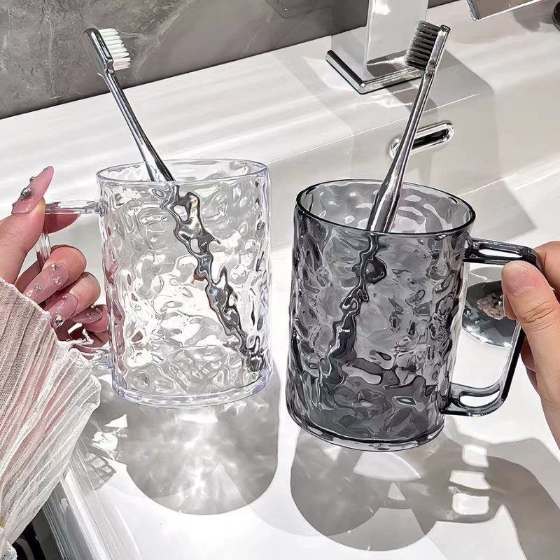 T38-W0130 Light Luxury transparent glacier wave wash cup, Brushing cup, mouthwash cup, transparent toothbrush holder cup detail image 2