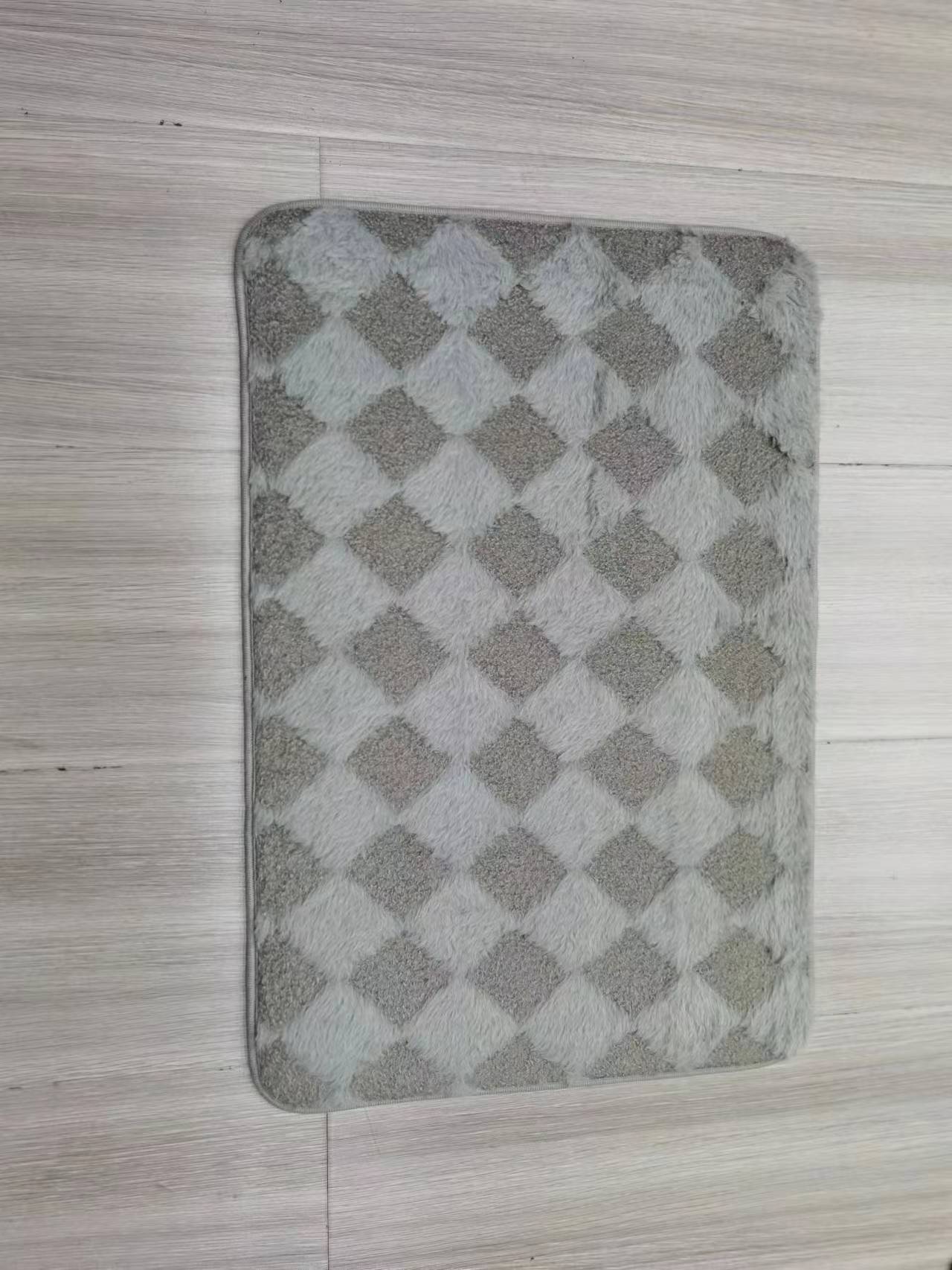 New Teddy plush checkered floor MATS, floor MATS, carpet door MATS, anti-slip home floor MATS, wholesale absorbent checkered floor MATS, available in multiple colors for mixing, good product quality, size 40*60CM Application Scenario