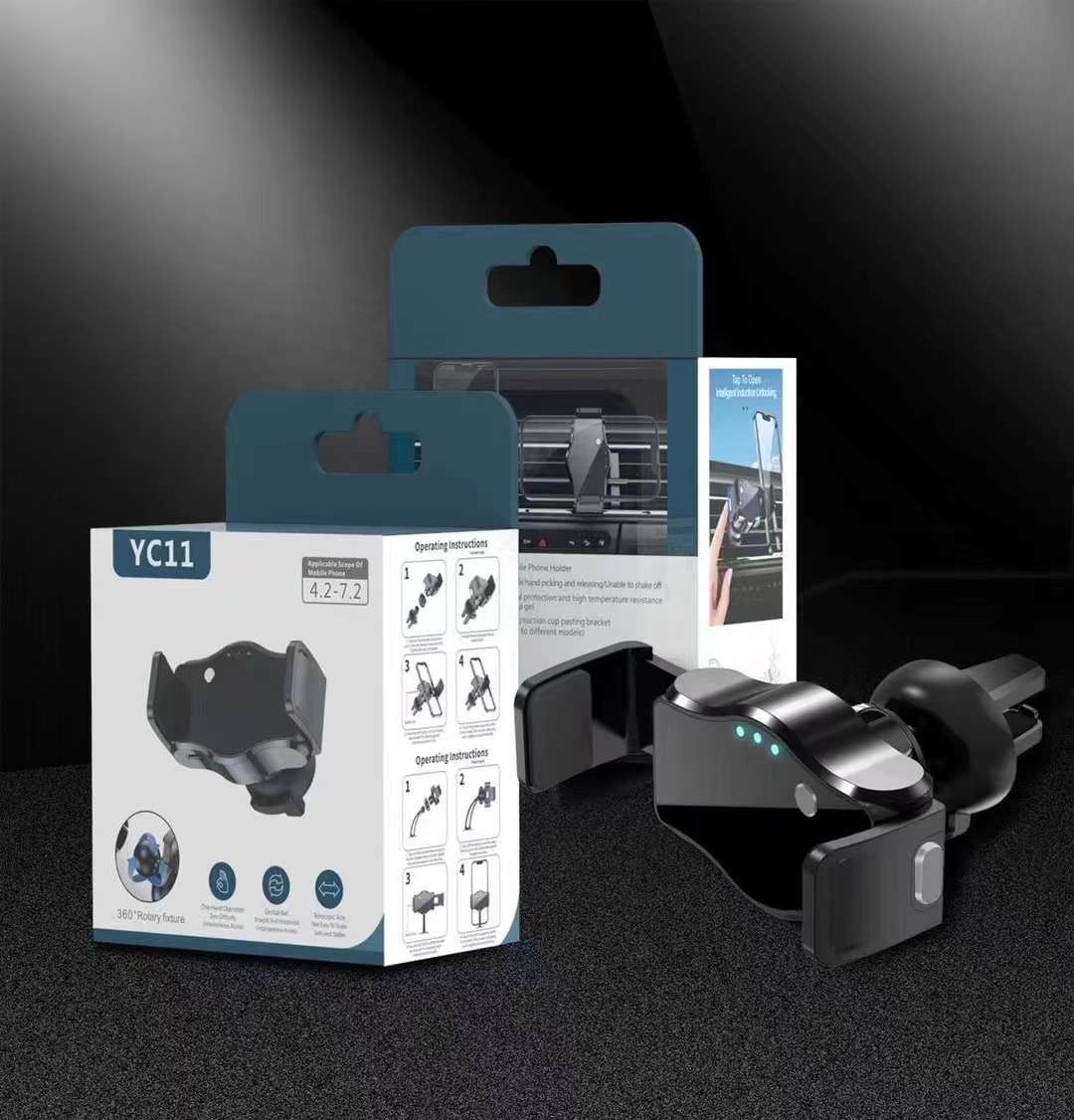 YC11电动车载手机支架 粘贴式+出风口支架 两用手机支架详情图10