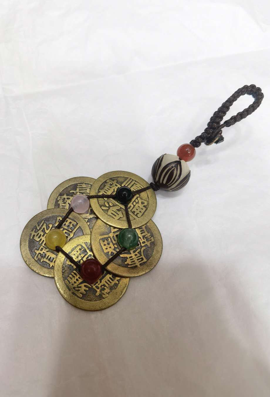 Five Emperors' coin copper keychain bag pendant detail image 2