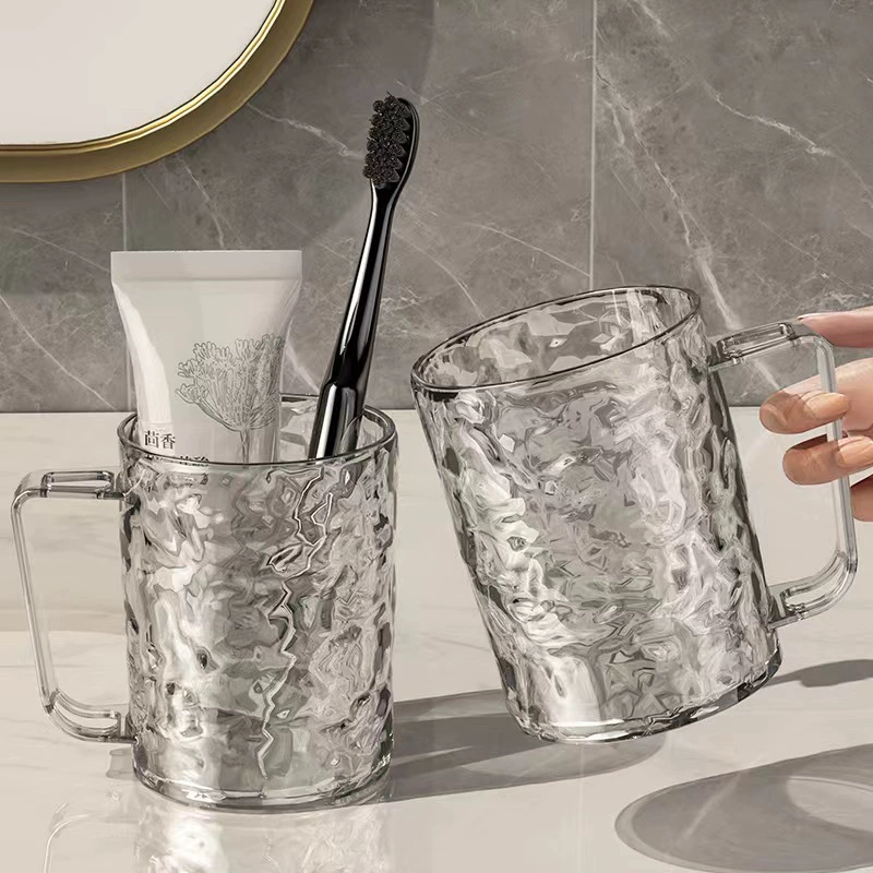 T38-W0130 Light Luxury transparent glacier wave wash cup, Brushing cup, mouthwash cup, transparent toothbrush holder cup detail image 8