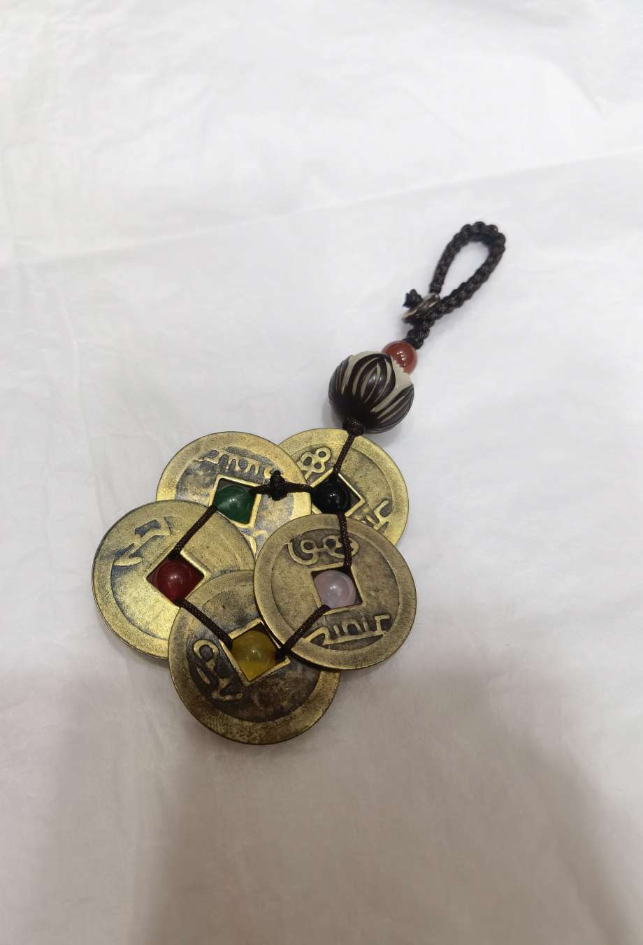 Five Emperors' coin copper keychain bag pendant Item Picture
