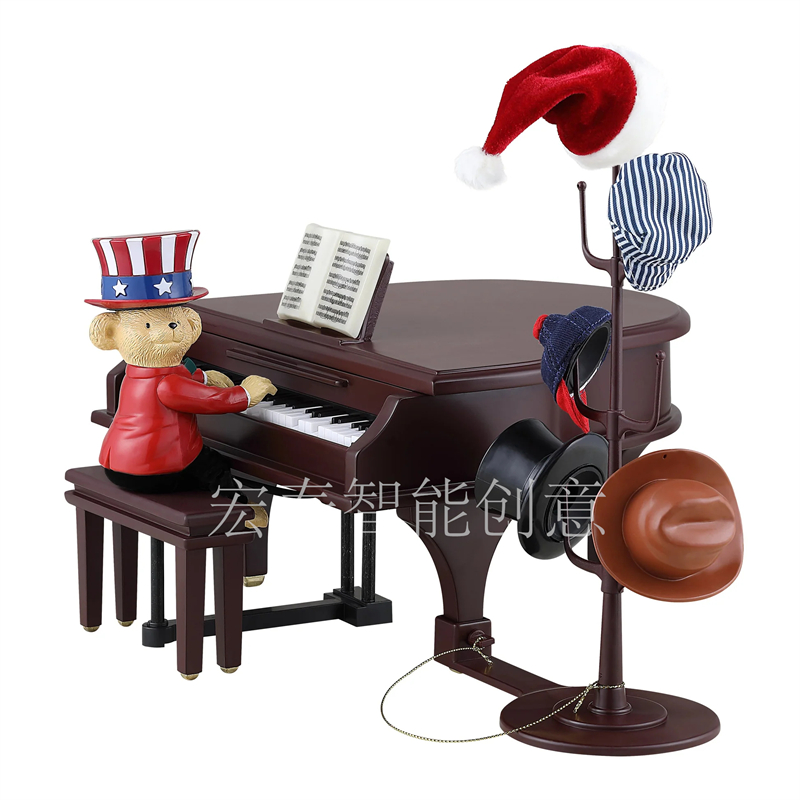 美国圣诞先生Mrchristmas木质小熊弹钢琴音乐盒送女友情人礼物详情6