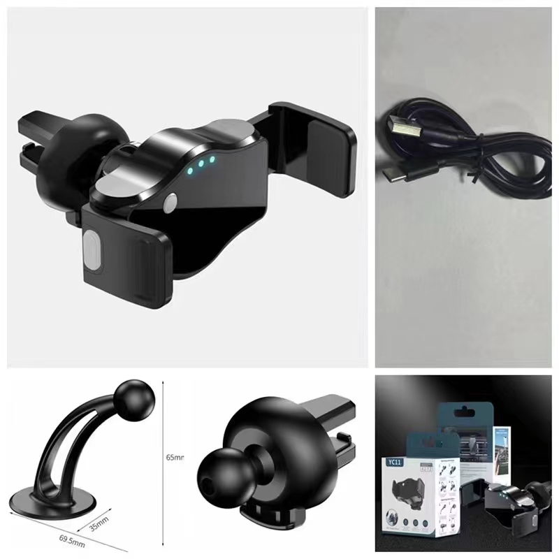 YC11电动车载手机支架 粘贴式+出风口支架 两用手机支架详情图15
