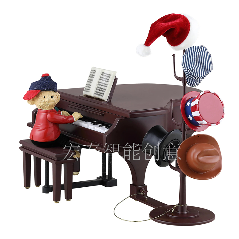 美国圣诞先生Mrchristmas木质小熊弹钢琴音乐盒送女友情人礼物详情3