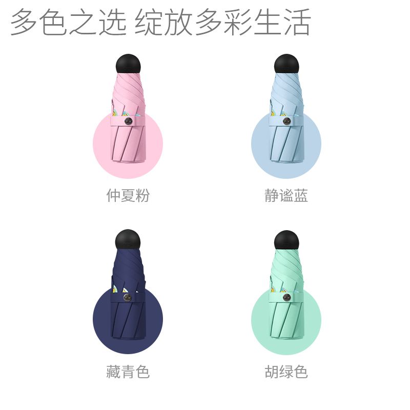 阳伞晴雨两用防晒伞黑胶防紫外线遮阳伞女便携五折叠太阳伞详情3