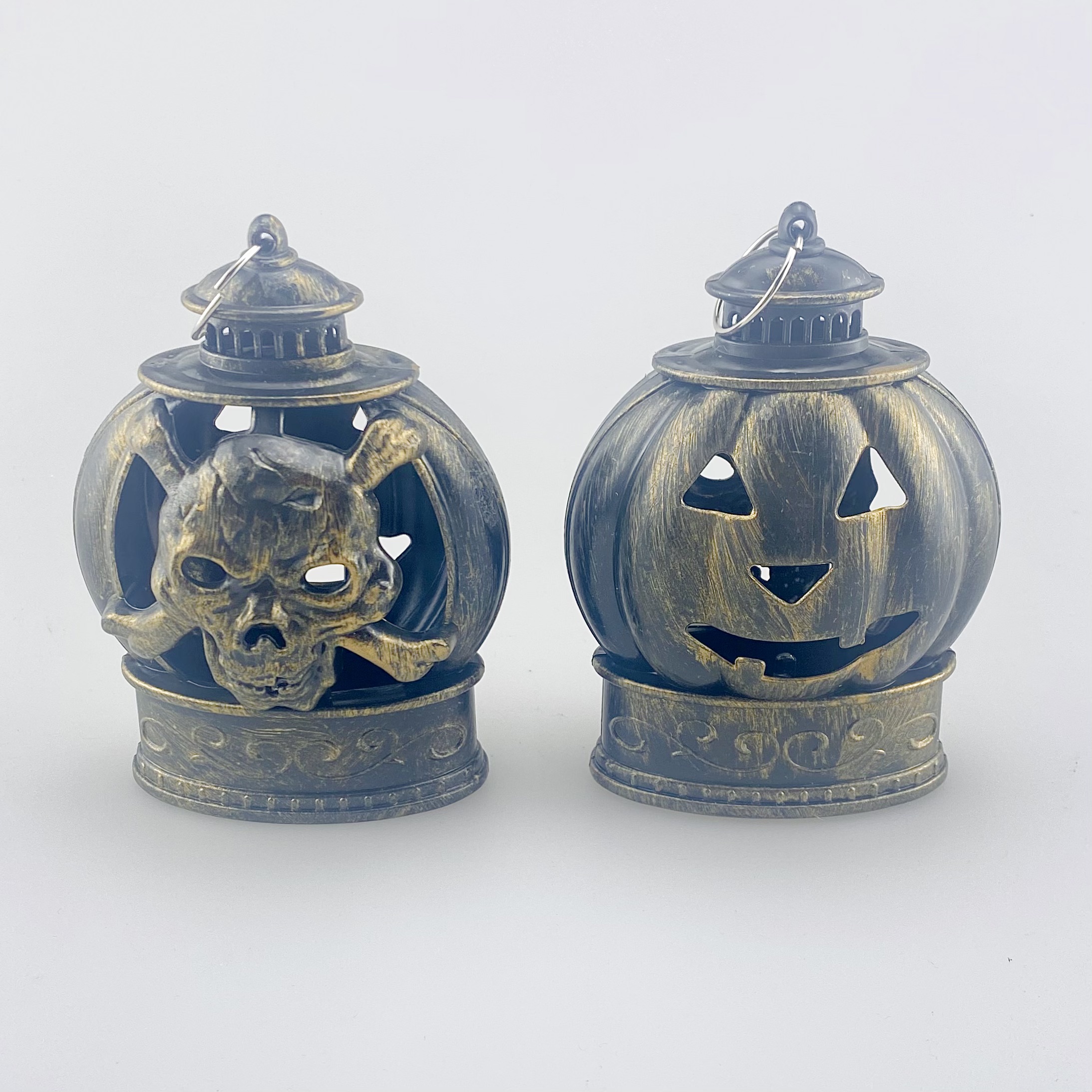 金银双色南瓜鬼头灯，一面南瓜一面鬼头，带挂环，摆件挂件两用详情2