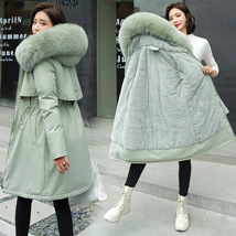 2022冬季欧美新款女式棉衣中长款大毛领加绒棉袄羽绒棉服棉袄外套939