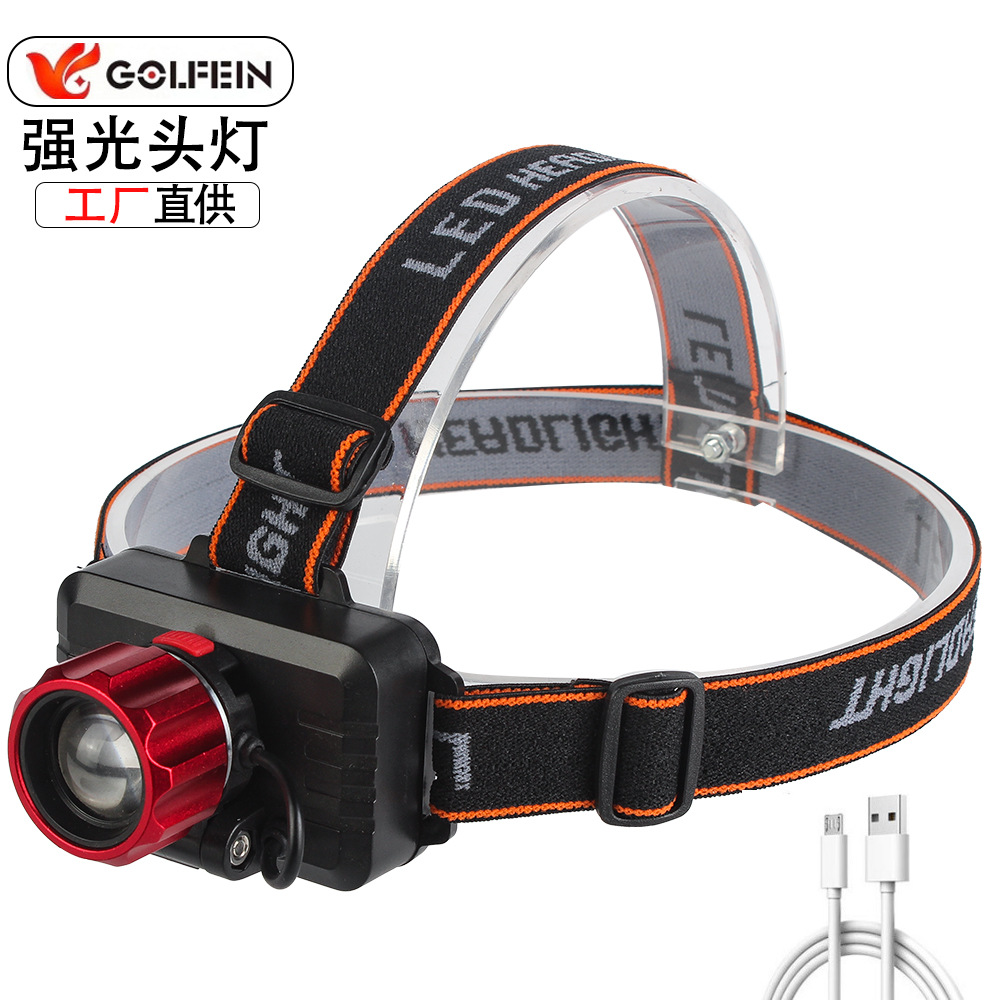 T6 Headlamp Stretch Zoom Headlamp Fishing Light Usb Charging Power Headlamp Wholesale details Picture