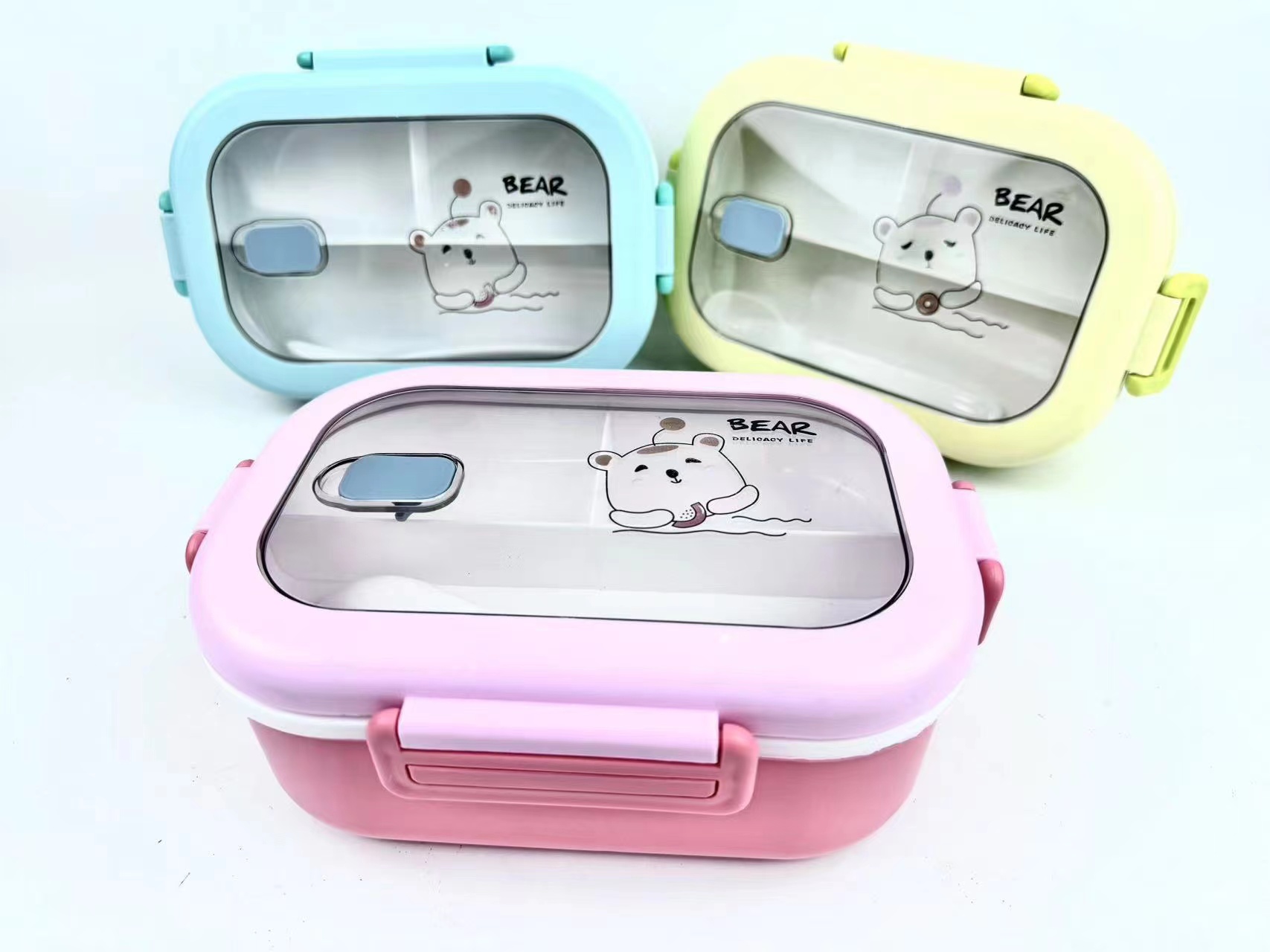 Cute cartoon bento box Single-layer lunch box Students creative kids girls plastic lunch box
