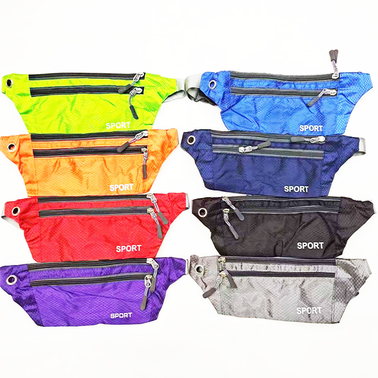 Outdoor sports three-zipper close-fitting large-capacity, high-elasticity sports waist bag, running phone belt, key, water cup, fitness phone bag Item Picture