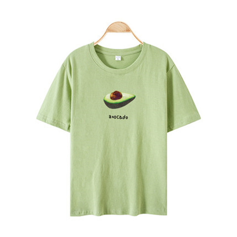Net red avocado green short-sleeved T-shirt women 2020 summer new student class clothes loose Korean version of all fruit T-shirt 376 Item Picture