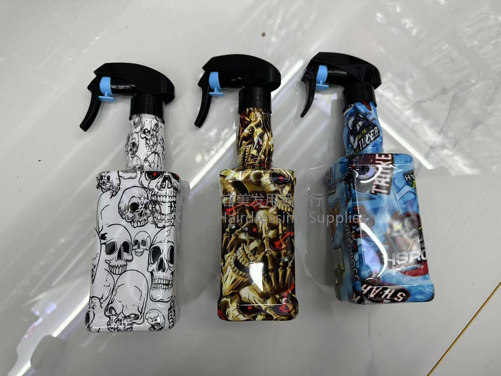 新款复古水壶细雾瓶手压式喷壶水转印个性图案造型喷雾瓶理发用品详情1