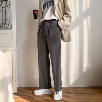 Spring and autumn ins simple sense of small dress pants men Korean version of the trend loose men straight leg wide casual suit pants 161 Specification drawing