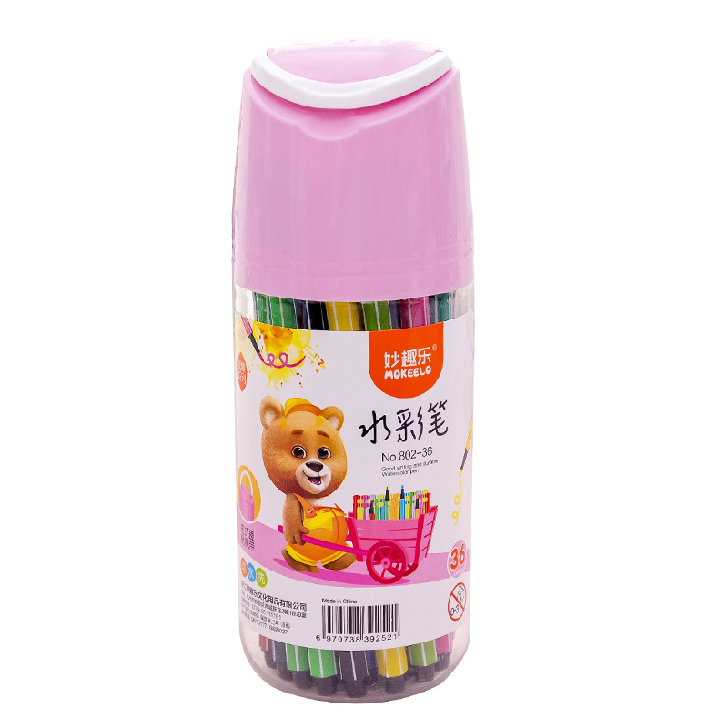 Cartoon Watercolor pen set 12 18 24 36 color Kids DIY Painting Doodle Color Pen Baby Paintbrush T347 Item Picture