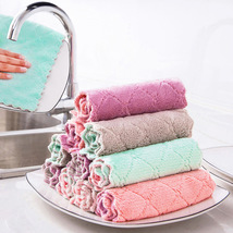 加厚珊瑚绒洗碗布吸水懒人抹布不沾油百洁布双面清洁布擦碗洗碗巾640