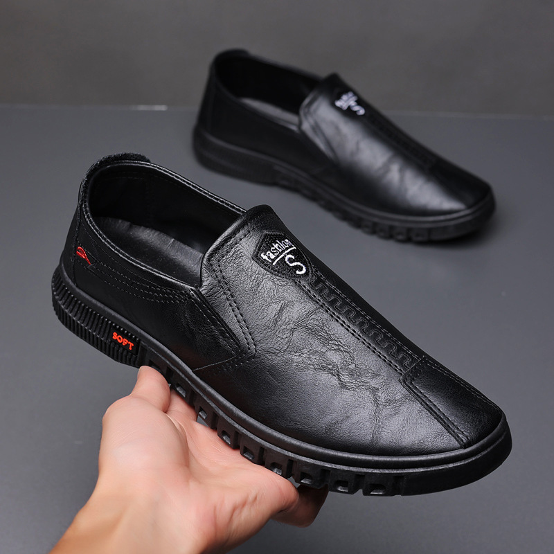 Men's casual shoes 2022 new leather shoes fashion Korean version leather slip-on men's shoes cross-border wholesale casual men's shoes 711 details Picture
