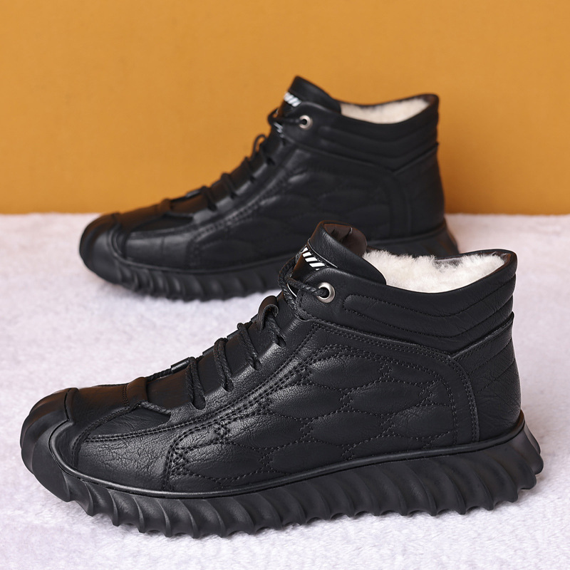 Cotton shoes for men plus fleece 2023 winter warm high top men's shoes Winter snow boots for men comfortable dad shoes 27 full figure