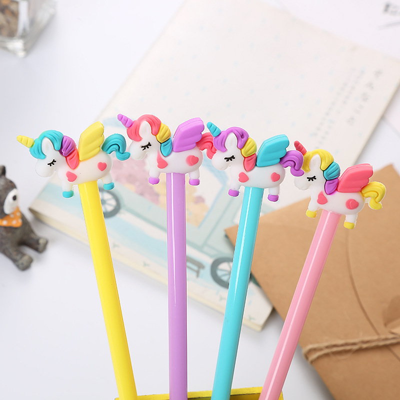 Cartoon Unicorn Gender-neutral pen Creative Study Stationery Exam Black Water-based pen Cute student supplies Wholesale 804