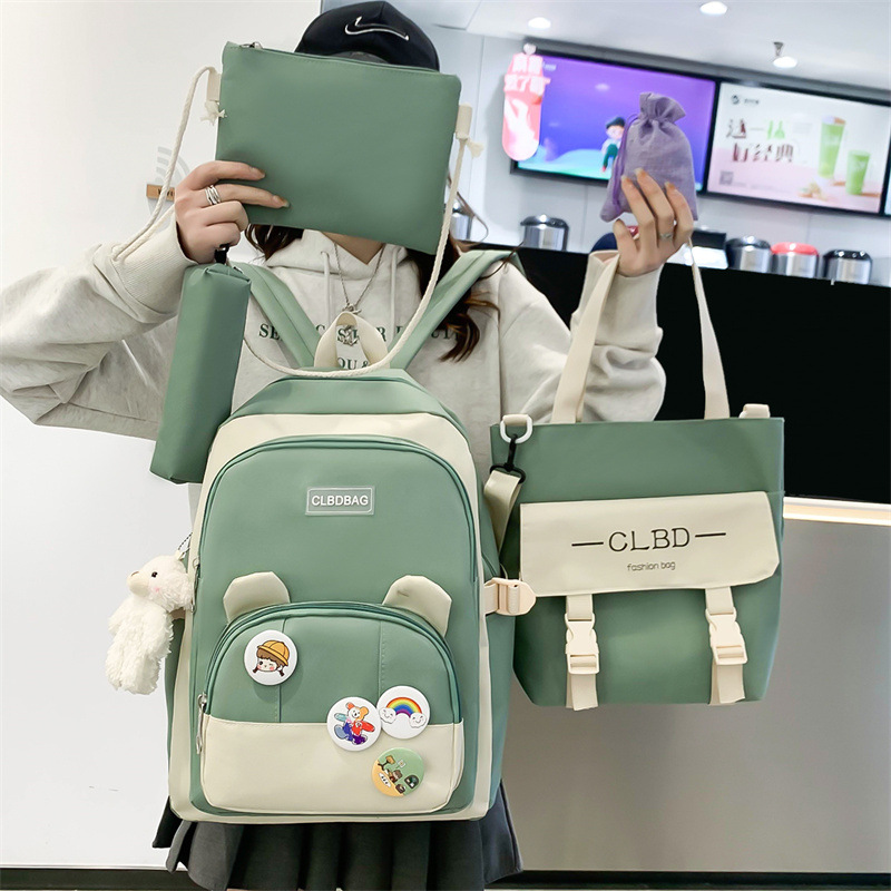 New schoolbag female Korean version fashion large capacity five-piece backpack set students junior high school students backpack wholesale 17 Specification drawing