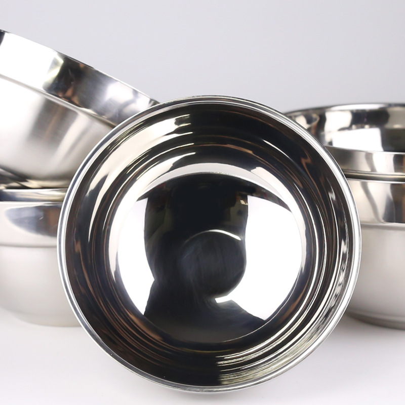 Chinese 304 stainless steel double-layer fast food bowl thickened anti-scalding children's rice bowl School canteen factory soup bowl custom 832 details Picture